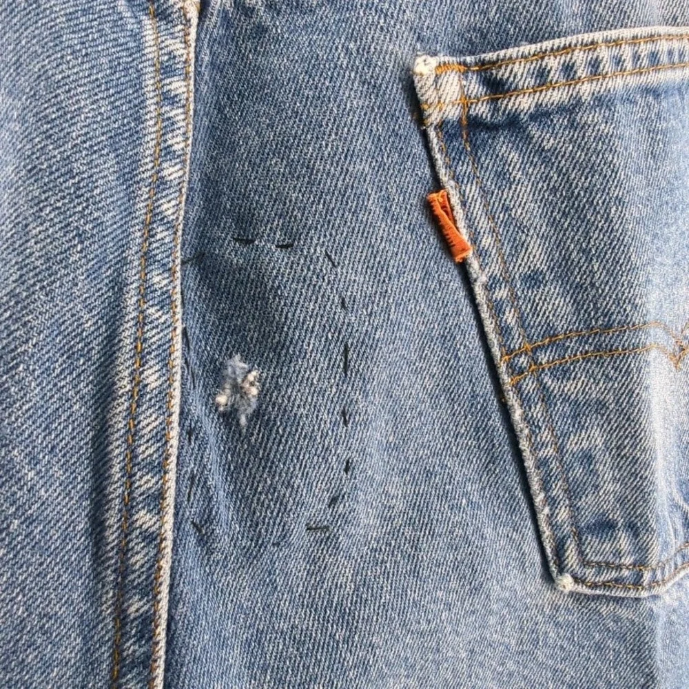 Vintage Levis 505 Orange Tab Distressed Patchwork Jeans Blue Denim 575 Stamped